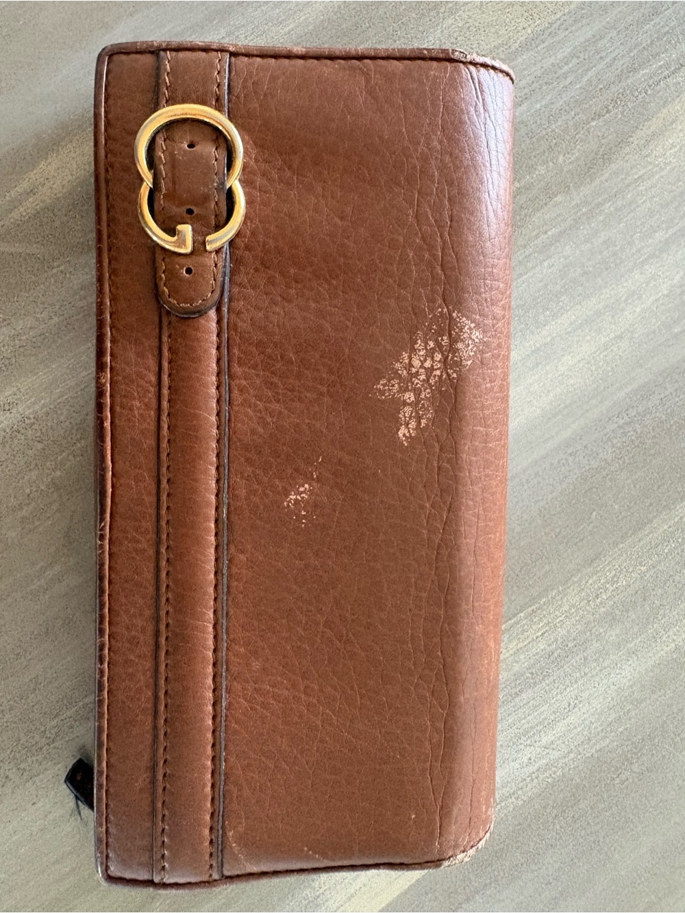 Gucci Leather Zip Wallet with Gold Accent
